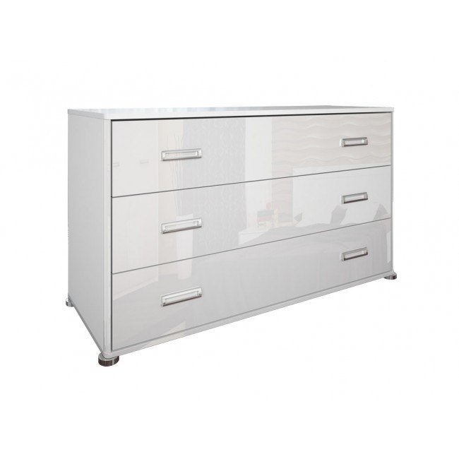 БЕЛЛА комод 3 ящика 130 см цвет глянец белый MiroMark